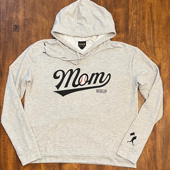 Baseballism Mom Hoodie, Grey, Sz XL - Picture 1 of 7